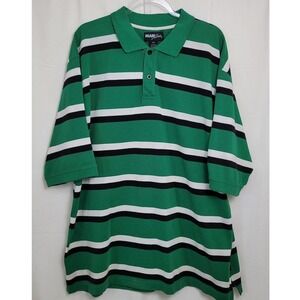 Vintage 90s Y2K Short Sleeve Striped Polo Shirt Mens 2XL Green Skater Streetware